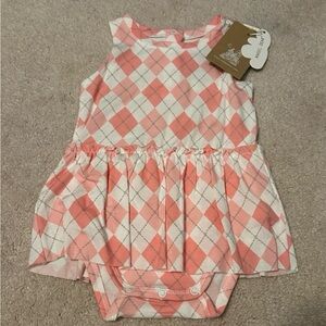 Angel Dear Argyle Print Bamboo Sleeveless Skirted Bodysuit